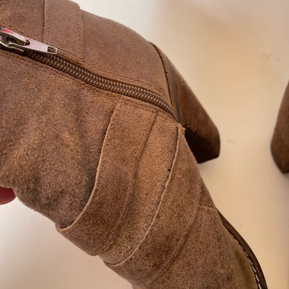 Dolce vita leather brown heeled ankle boots buckles Sz 8.5 - Picture 6 of 11